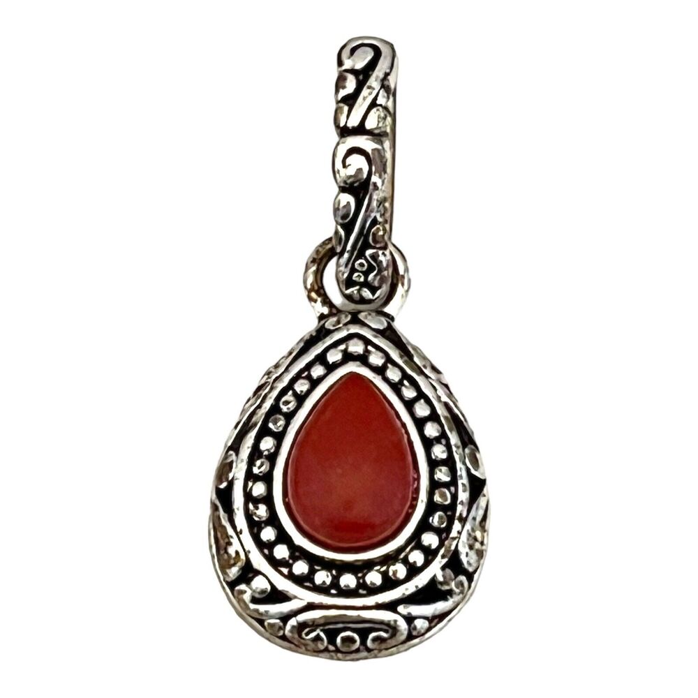Premier Designs Pendant Antique Silver Tone Red Cabochon - 8U